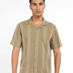 7 Alt By Pantaloons Green Cotton Relaxed Fit Striped Shirt-image-73