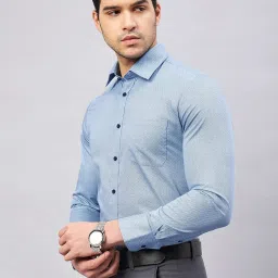 Louis Stitch Blue Cotton Regular Fit Printed Shirt image 3