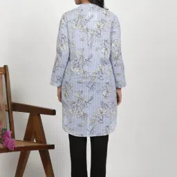 W Blue Cotton Printed Tunic image 2