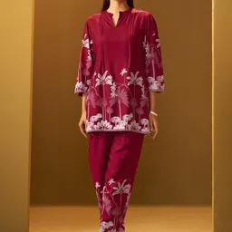 DRESOUL Printed Mandarin Collar Top With Trousers Co-Ords image 4