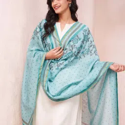 Fabindia Blue Printed Dupatta image 3