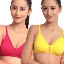 Floret Multicolor Non Wired Non Padded T-Shirt Bra (Pack Of 2)-picture-23