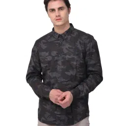 Woodland Dark Grey Cotton Shirt-image-51