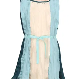 Cutecumber Kids Blue & Cream Solid Dress-image-91