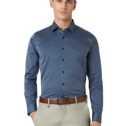 Van Heusen Blue Cotton Slim Fit Stripes Shirt-picture-23