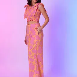 Globus Orange & Pink Printed Co-Ord Set image 3