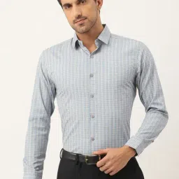 Sojanya Grey Cotton Regular Fit Checks Shirt-image-79
