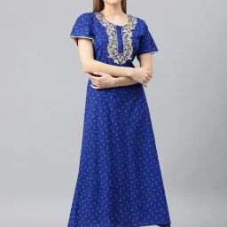 Secret Wish Blue Embroidered Nighty-picture-40