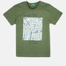 United Colors of Benetton Kids Green & Blue Cotton Printed T-Shirt-picture-31