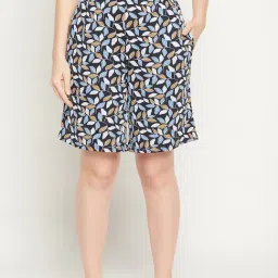 Clovia Navy Printed Shorts-image-91