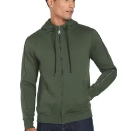 Arrow New York Olive Cotton Regular Fit Hooded SweatShirt-picture-14