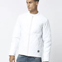 Being Human White Oversized Self Pattern Biker Jackets image 3