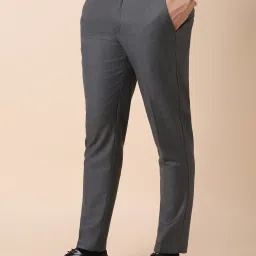 Allen Solly Grey Slim Fit Checks Trousers image 3