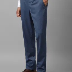 Louis Philippe Navy Slim Fit Texture Trousers image 3