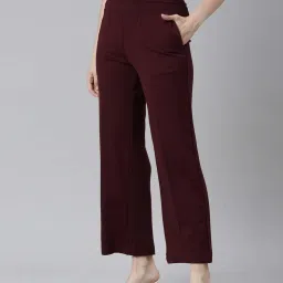 Go Colors! Maroon Mid Rise Flared Pants image 3