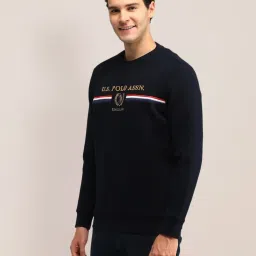 u.s. polo assn. U.S.Polo Association Navy Cotton Regular Fit Logo Printed Sweatshirt image 3
