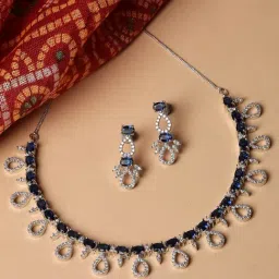 Zeneme Rhodium Plated AD Studded Jewellery Set-image-61