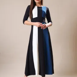 PURVAJA Teal Color-Block Dress image 3