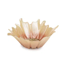 Pure Home and Living Gold & Light Pink Glass Papatya Flower Serving Bowl (Medium) image 3