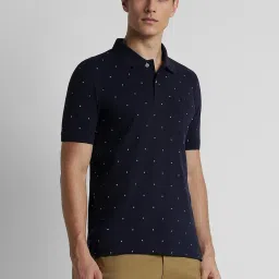 Peter England Navy Regular Fit Printed Polo T-Shirt image 3