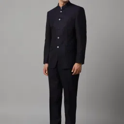 Louis Philippe Navy Regular Fit Texture Two Piece Suit image 3