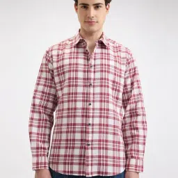 Pepe Jeans Red & White Cotton Regular Fit Checks Shirt-image-6