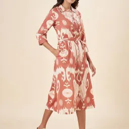 Akkriti by Pantaloons Rust Printed Shirt Dress image 3