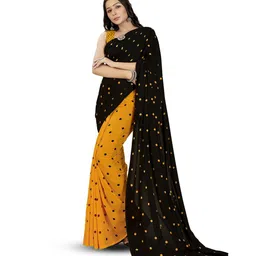 Moda Rapido Polka Dot Printed Poly Georgette Saree image 3