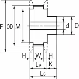 Mitsuboshi T10 Type Timing Pulley Steel 12-28 mm Shaft Hole Dia, T10-15-20B image 3