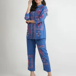 Kaftanize Blue Barkha Printed Shirt And Pant image 3