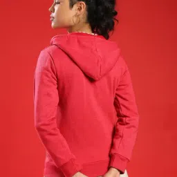 Campus Sutra Red Regular Fit Hoodie image 2