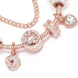 Peora Rose Gold Cubic Zirconia Studded Charms Bracelets image 3
