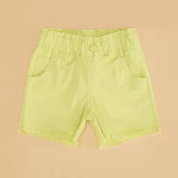 Pantaloons Junior Lime Yellow Cotton Regular Fit Shorts image 3
