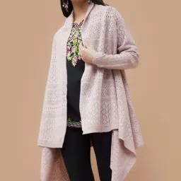 Melange By Lifestyle Pink Regular Fit Self Pattern Shrug-picture-38