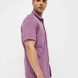 code by lifestyle Code Casual Purple Cotton Slim Fit Shirt image 3