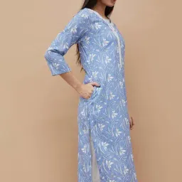 Melange By Lifestyle Indigo Regular Fit Floral Print Kurta image 4