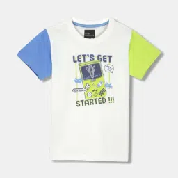 Blue Giraffe Kids White Cotton T-shirt-image-6