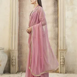 tikhi imli Tikhi ImliEmbellished Border Saree With Blouse Piece image 2