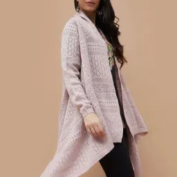 Melange By Lifestyle Pink Regular Fit Self Pattern Shrug image 3