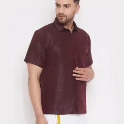 VASTRAMAY Wine Straight Fit Self Pattern Shirt image 3