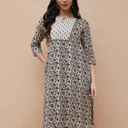 Melange By Lifestyle Grey Regular Fit Floral Print Kurta-picture-21