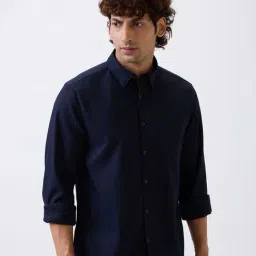 Spykar Navy Blue Slim Fit Shirt image 3