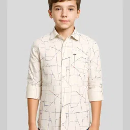 Cavio Boys Pink & Cream Printed Cotton Comfort Fit Shirt-picture-35