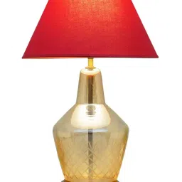 kapoor lamp shades Kapoor E Illuminations 'Lolita' Maroon & Antique Gold Glass Table Lamp - Set of 1 image 4