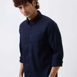 Spykar Navy Blue Slim Fit Shirt image 4