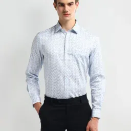 Arrow Blue Cotton Regular Fit Floral Print Shirt-picture-43