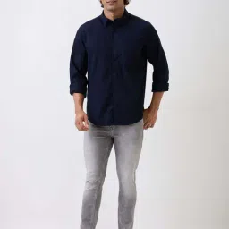 Spykar Navy Blue Slim Fit Shirt image 5