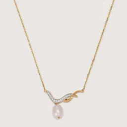 Mia by Tanishq Dainty Drop 14k Gold Diamond & Pearl Necklace for Women-picture-28