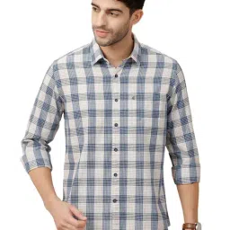 CAVALLO By Linen Club Blue Linen Contemporary Fit Checks shirts-picture-28