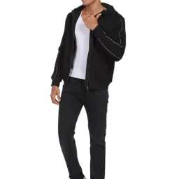 Arrow New York Black Cotton Regular Fit Hooded SweatShirt image 5